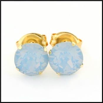 10k Yellow Gold Blue Opal 6mm in Diameter Stud Earrings