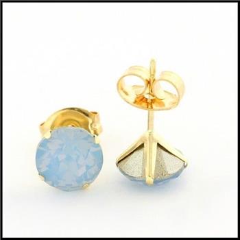 10k Yellow Gold Blue Opal 6mm in Diameter Stud Earrings