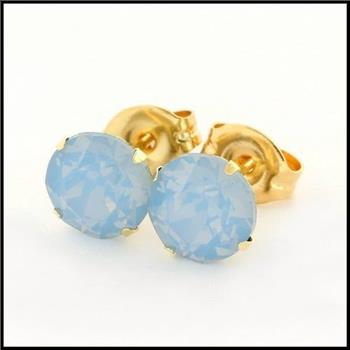 10k Yellow Gold Blue Opal 6mm in Diameter Stud Earrings