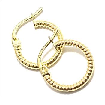 10k Yellow Gold Diamond Cut Hoop Earrings