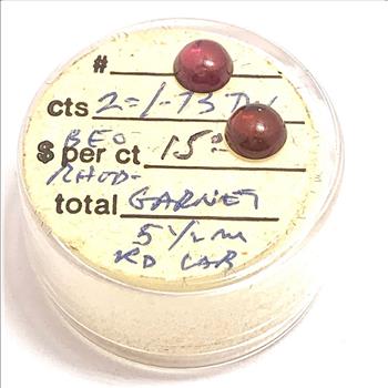 1.73ctw Natural Round Cut African Rhodolite Garnet 2 Matching Loose Stone 5X5 MM