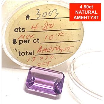 $375 Retail 4.80ctw Natural  Brazilian Amethyst Loose Gemstone 12X10mm