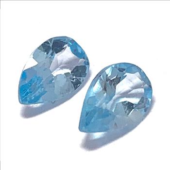 Lot of 2 Genuine 1.95ctw Pear Shape Cut Swiss Blue Topaz Loose Gemstone 7X4 MM