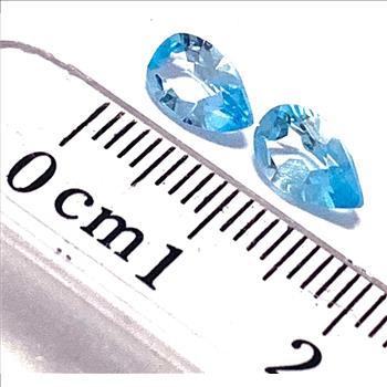 Lot of 2 Genuine 1.95ctw Pear Shape Cut Swiss Blue Topaz Loose Gemstone 7X4 MM