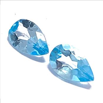 Lot of 2 Genuine 1.95ctw Pear Shape Cut Swiss Blue Topaz Loose Gemstone 7X4 MM