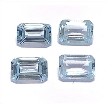 Lot of 4 Matching Genuine 2.50ctw Emerald Cut Swiss Blue Topaz Loose Gemstone 6X3 MM