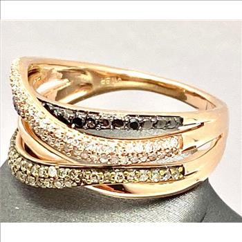 10k Rose Gold, 0.50ctw Natural Multi-Color Diamond Ring Size 7