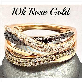 10k Rose Gold, 0.50ctw Natural Multi-Color Diamond Ring Size 7