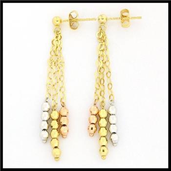 10k Tri-Color Gold Dangle Earrings