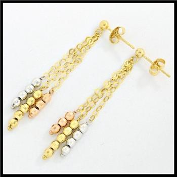 10k Tri-Color Gold Dangle Earrings