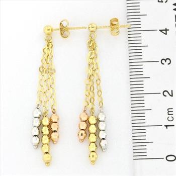 10k Tri-Color Gold Dangle Earrings