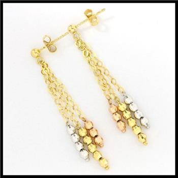 10k Tri-Color Gold Dangle Earrings