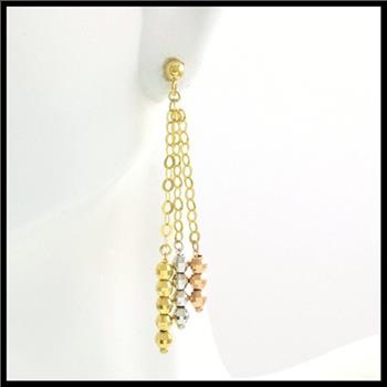 10k Tri-Color Gold Dangle Earrings