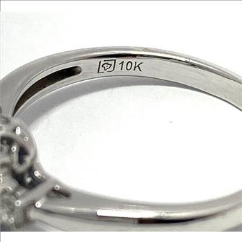 10k White Gold, 0.11ct Genuine Diamond & 1.50ct London Blue Topaz Ring Size 5.5