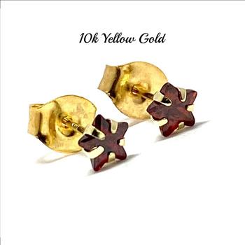 10k Yellow Gold 4mm Star Cut Garnet Stud Earrings Beautifully Dainty