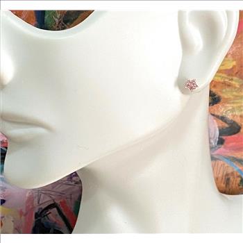 10k Yellow Gold 4mm Star Cut Pink Topaz Stud Earrings Beautifully Dainty