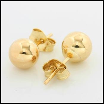 10k Yellow Gold, 6mm Ball Stud Earrings