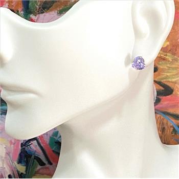 10k Yellow Gold 6mm Heart Cut Lilac Amethyst Stud Earrings Beautifully Dainty