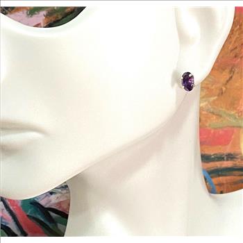 10k Yellow Gold 6x4mm Oval Cut Amethyst Stud Earrings Beautifully Dainty