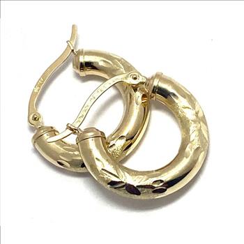 10k  Yellow Gold Diamond Cut Hoop Earrings