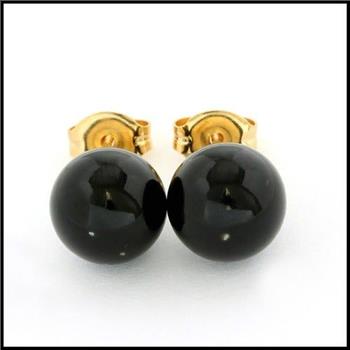 10k  Yellow Gold Onyx 8mm in Diameter Stud Earrings