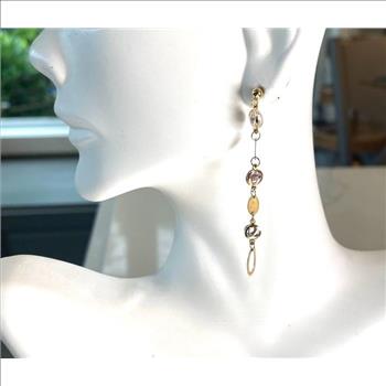10k Yellow Gold Pink & White Cubic Zirconia Earrings