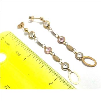 10k Yellow Gold Pink & White Cubic Zirconia Earrings