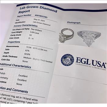 $11.999 EGL Certified 5.76CTW G-H SI1 14k Solid Gold Lab Grown Diamond Engagement Ring