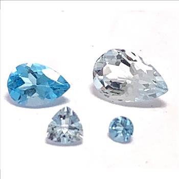 1.52ctw Lot of 4 Natural Brazilian Untreated Blue Topaz Gemstones