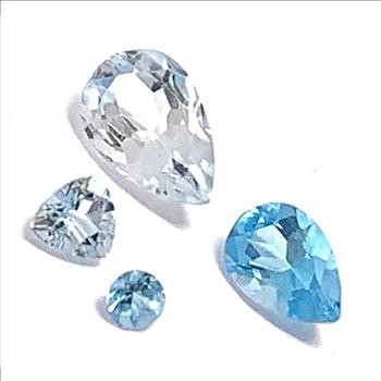 1.52ctw Lot of 4 Natural Brazilian Untreated Blue Topaz Gemstones