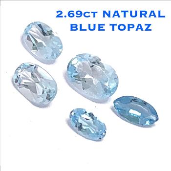 2.69 ctw Lot of  Natural Brazilian Untreated Blue Topaz Gemstones