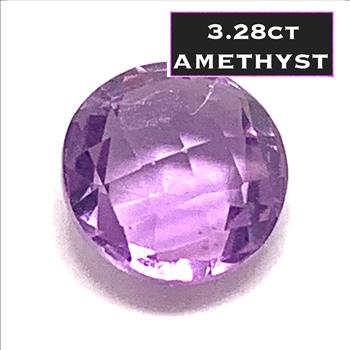 3.28ctw Natural Round Cut Loose Brazilian Amethyst Gemstone 10X10 mm