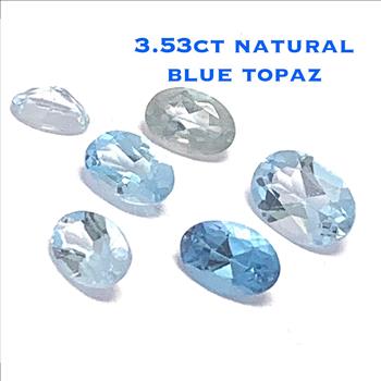3.53ctw Lot of  Natural Brazilian Untreated Blue Topaz Gemstones