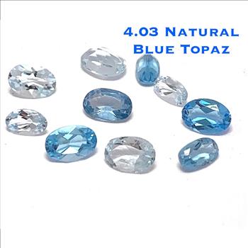 4.03ctw Lot of  Natural Brazilian Untreated Blue Topaz Gemstones