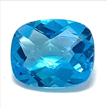 4.05ctw Natural Brazilian Cushion Cut Swiss Blue Topaz Gemstone 11X9 mm