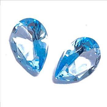 4.25ctw Natural 2 Matching 6X10 mm Pear Shaped Cut Swiss Blue Topaz Loose Gemstones