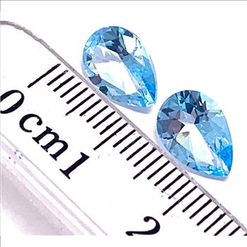 4.25ctw Natural 2 Matching 6X10 mm Pear Shaped Cut Swiss Blue Topaz Loose Gemstones
