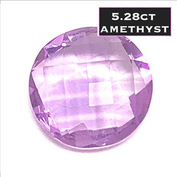 5.28ctw Natural Round Cut Loose Brazilian Amethyst Gemstone 12X12 mm