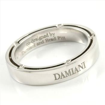 BUY NOW Authentic Brad Pitt & Damiani Men's Solid 18K White Gold Diamond Band Ring sz 7