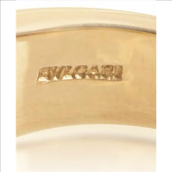 Bvlgari 18K Yellow Gold, Aqua Cabochon Ring Estate  sz 5.5