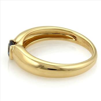 Cartier 18k Ye+O18llow Gold 0.20ct Semi Bezel  Sapphire Band Ring - Size 5.5