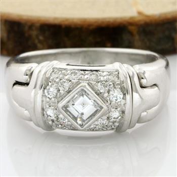 Estate Bvlgari - 18kt White Gold, 0.45 ct Round / Princess Cut Diamond Band / Ring