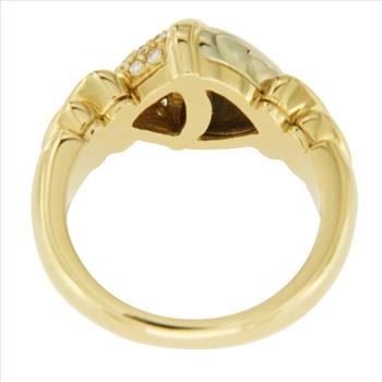 Estate BVLGARI Tow Tone Natural  Diamonds & Ruby 18k Gold Ring Size 5