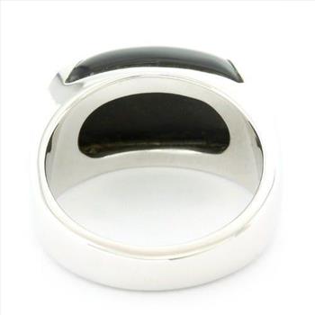Estate Bvlgari Tronchetto 18k White Gold Onyx Ring / Band Size 5.5