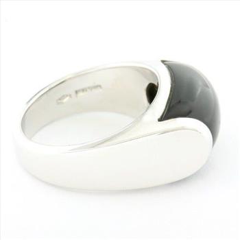 Estate Bvlgari Tronchetto 18k White Gold Onyx Ring / Band Size 5.5