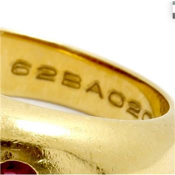 Estate Cartier 18K Yellow Gold Ruby & Diamond Band Ring sz 5.25