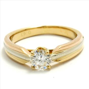 Estate Cartier Solid 18k Tri-color Gold G-VS1 Diamond Solitaire Engagement Ring sz 4.5 (3039)