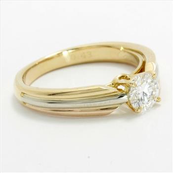 Estate Cartier Solid 18k Tri-color Gold G-VS1 Diamond Solitaire Engagement Ring sz 4.5 (3039)