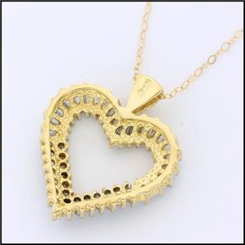 Solid 10k Yellow Gold, 0.50ctw Genuine Diamond Heart Necklace