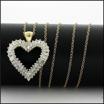 Solid 10k Yellow Gold, 0.50ctw Genuine Diamond Heart Necklace
